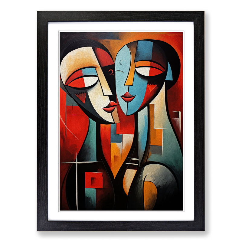 Lovers Abstract No.2 - Single Picture Frame Print on Wood, Black Framed, 46cm H x 34cm W x 2cm D