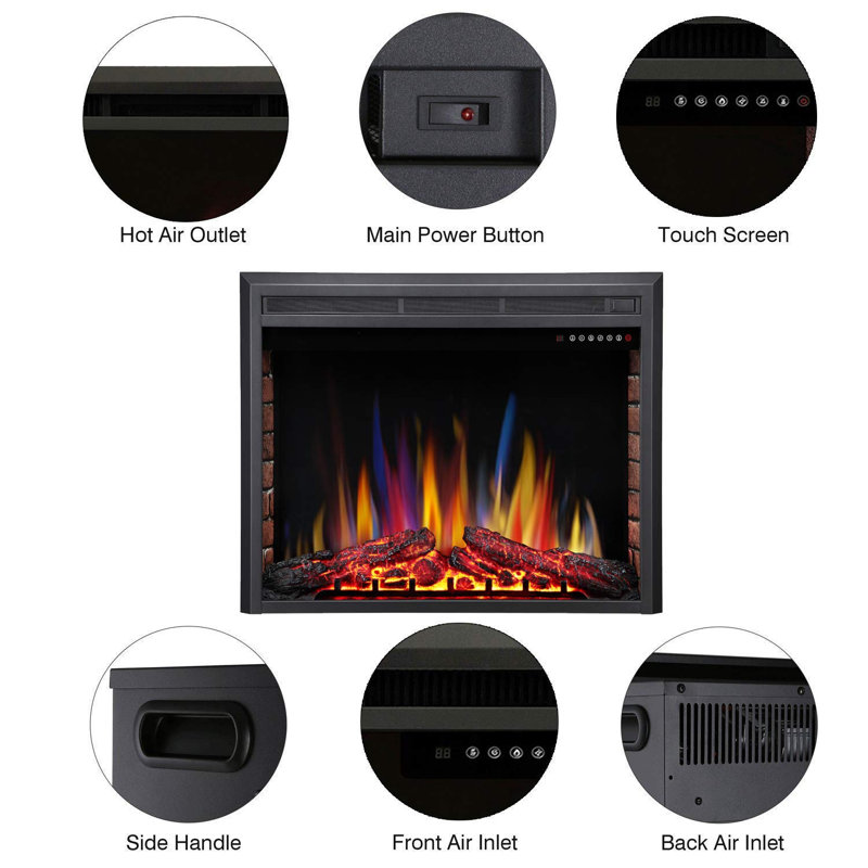Amit Delisle Recessed Electric Fireplace Insert, 27.08" H x 35.98" W x 8.97" D
