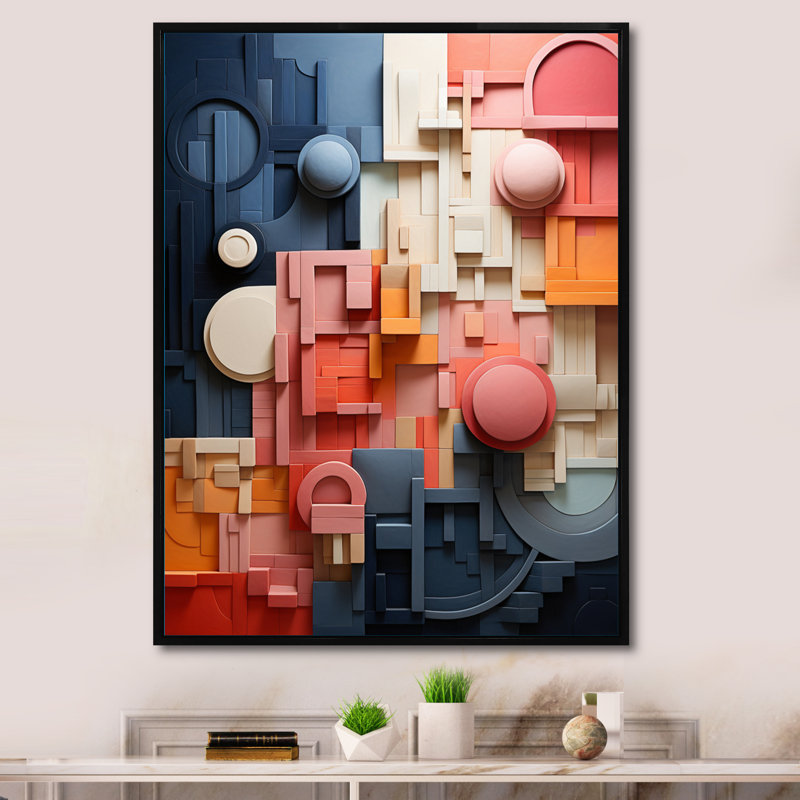 «Hridhaan Constructivism Construit Horizons IV», reproduction sur toile, Cadre flottant noir, H 40 po x l 30 po x P 1,5 po