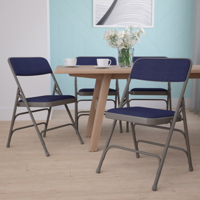 Curved Triple Braced & Double Hinged Upholstered Metal Folding Chair