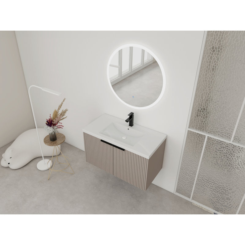 Ensemble de meuble-lavabo mural flottant Roomfitter, Beige