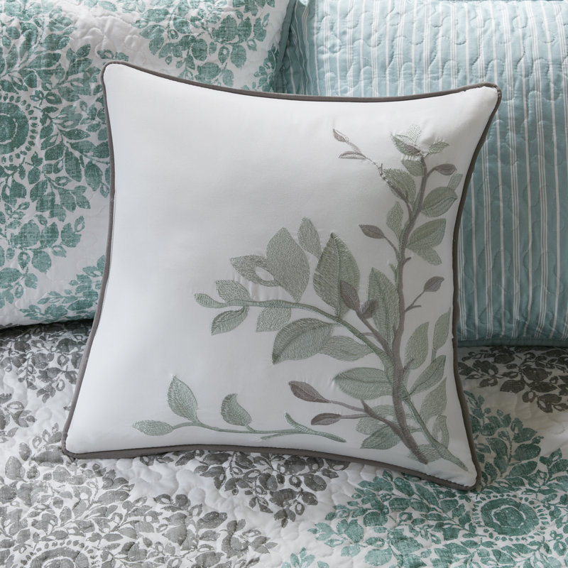 Aqua and Gray Floral Reversible Microfiber Daybed Set