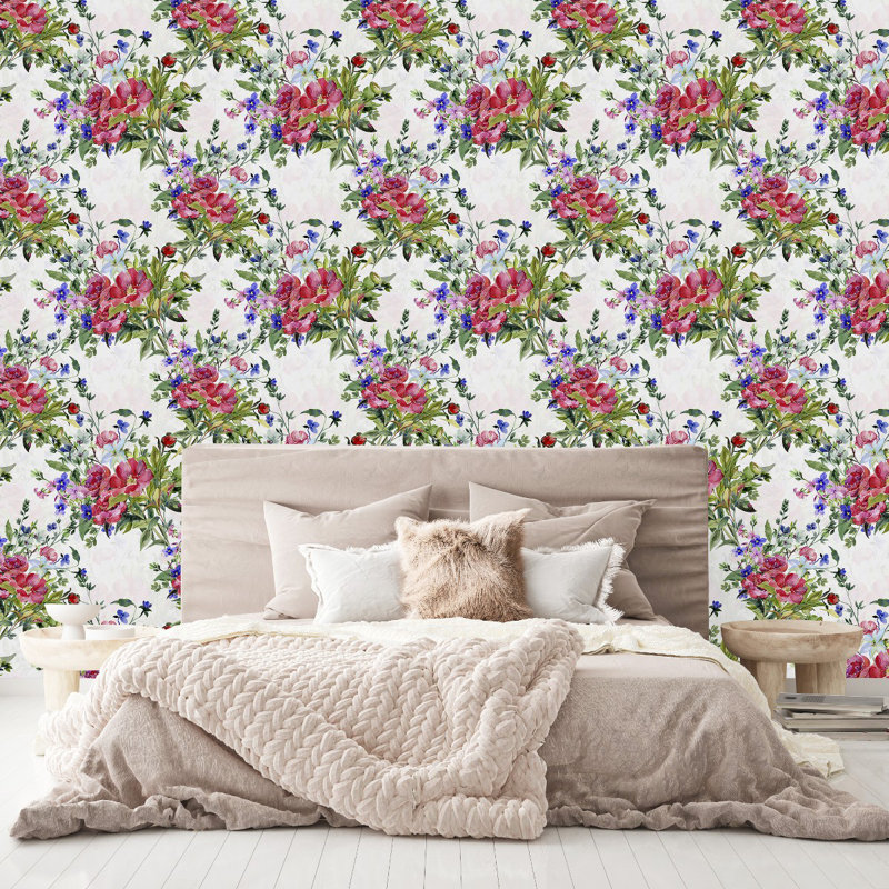 Floral Bouquet Wallpaper Pre-Pasted Vinyl Floral