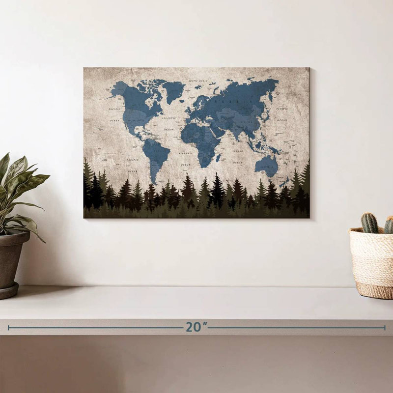 Carte du monde géographique Keiri VII, H 8 po x l 12 po