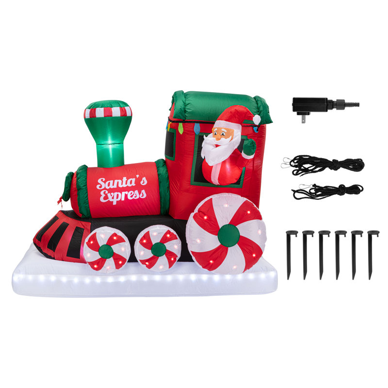Mr. Christmas 6 ft. Red and Green Inflatable Santa's Express Train