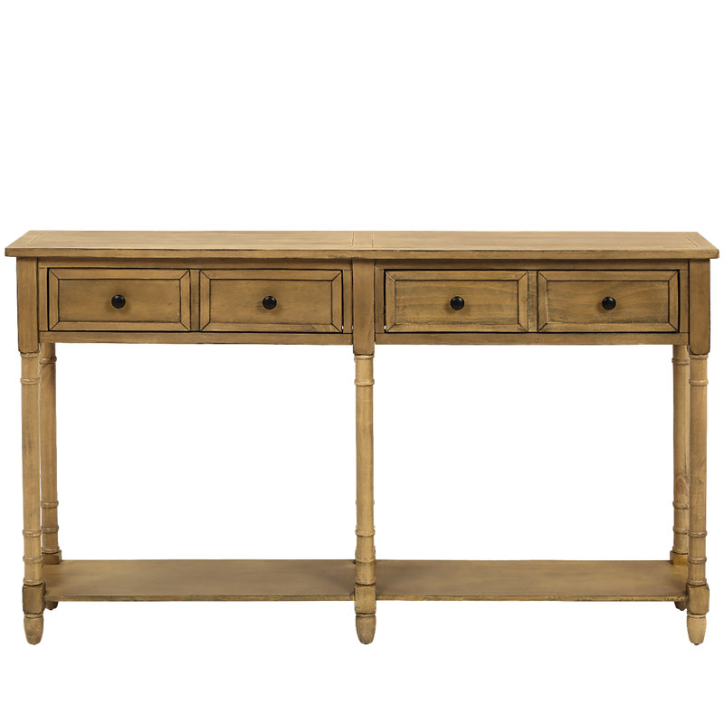 Console Table Sofa Table Easy Assembly With Two Storage Drawers And Bottom Shelf For Living Room, Entryway, Old Pine