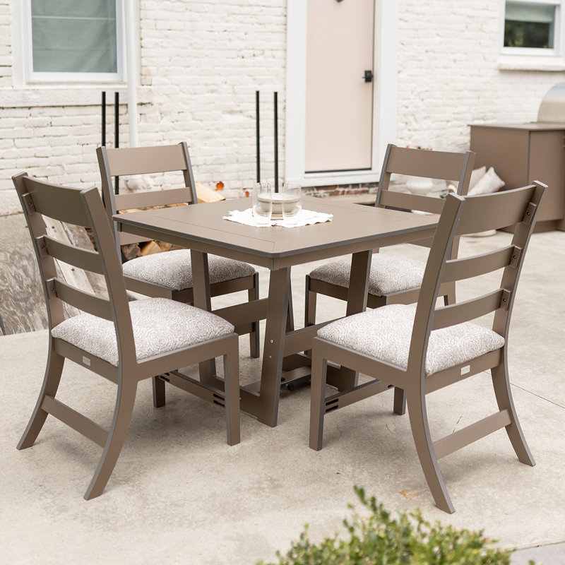 Berlin Gardens Hudson 40″ Square Bar Table, Hammered Top Bronze, Mint