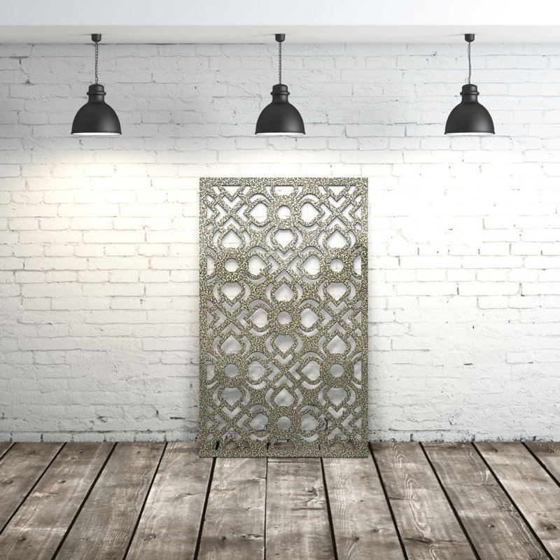 Panneau d'intimité en aluminium découpé au laser Celtic Flower Style 2, L 24 po x H 24 po, Veine d'or