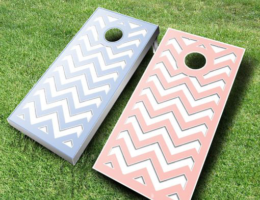 Ensemble de jeu de cornhole en bois massif 2 pi x 4 pi avec sacs, Rouge / Bleu marine