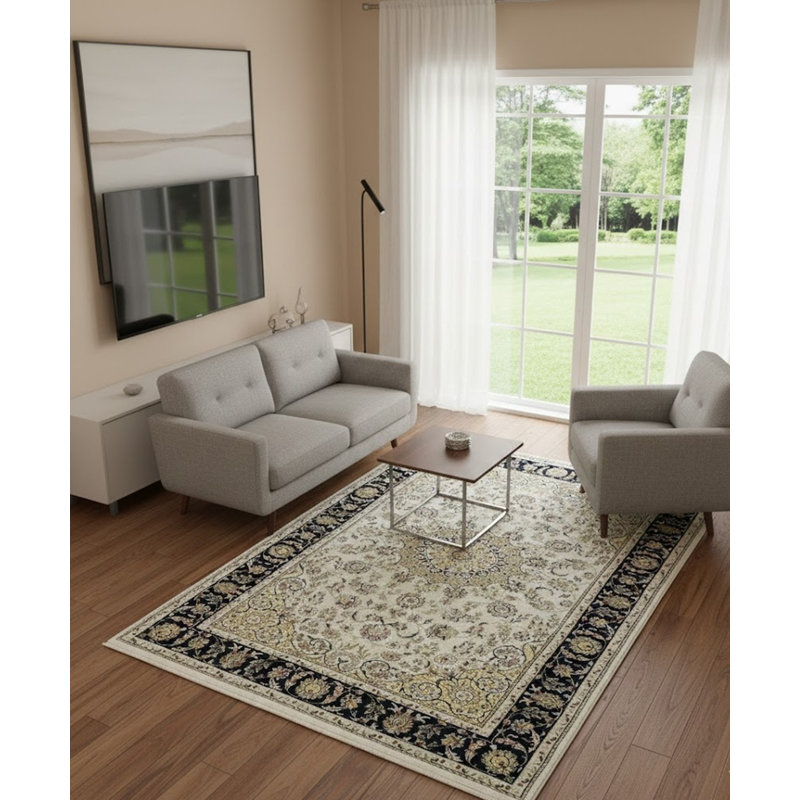 Tapis crème Marcal Indo Nain, Rectangle 6 pi x 9 pi