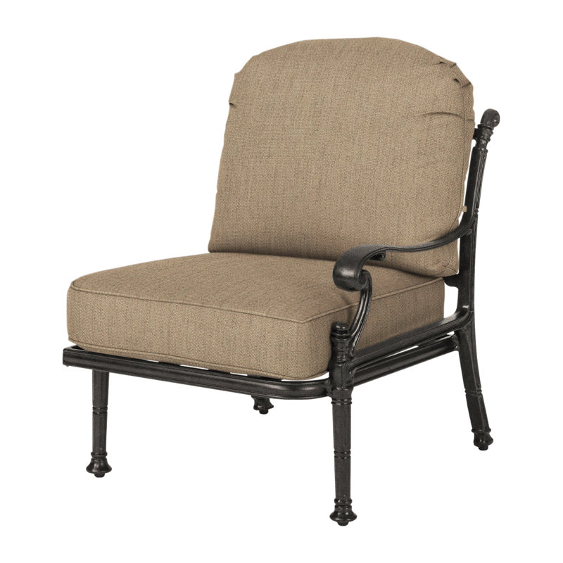 Florence Cushion Left Arm Lounge Chair, Canvas Heather Beige Sunbrella® Canvas, Desert Bronze