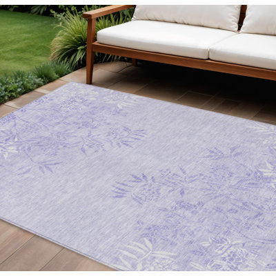 Tapis lavable intérieur / extérieur ivoire 9 pi x 12 pi floral