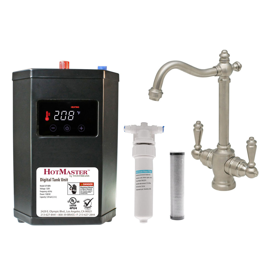 Victorian 9" 2-Handle Hot and Cold Water Dispenser Faucet with Heating Tank and Filter System Westbrass 