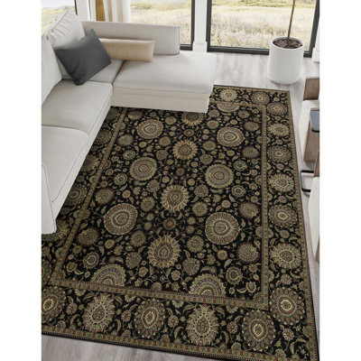 Tapis brun et beige de haute qualité noué à la main