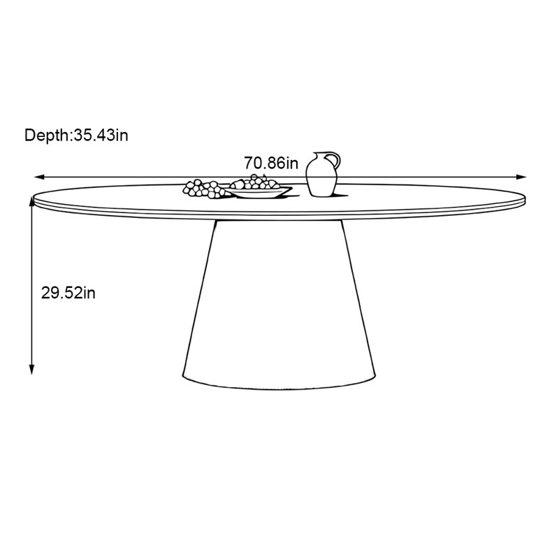 Table de salle à manger en bois de frêne, H 29,52 po x L 70,86 po x l 35,43 po