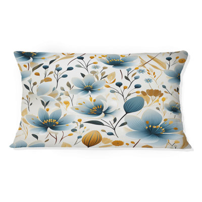 Meadow Blue And Beige Floral Pattern - Floral Printed Pillow