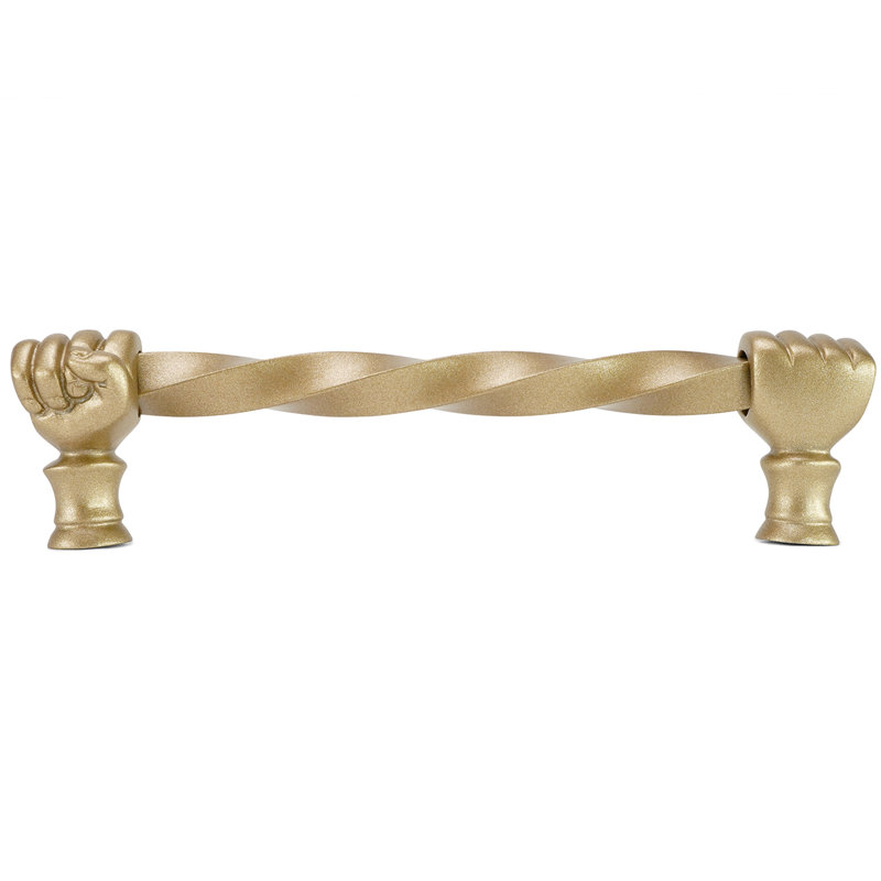 Carpe Diem Fist 6 inch center to center pull, 1/2″ twist bar in finish Soft Gold