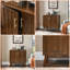 Buffet Mid-Century en noyer moderne avec design cannelé, tablettes réglables et pieds en bois massif - Buffet de rangement pour le salon, la salle à manger, le couloir-1210771817