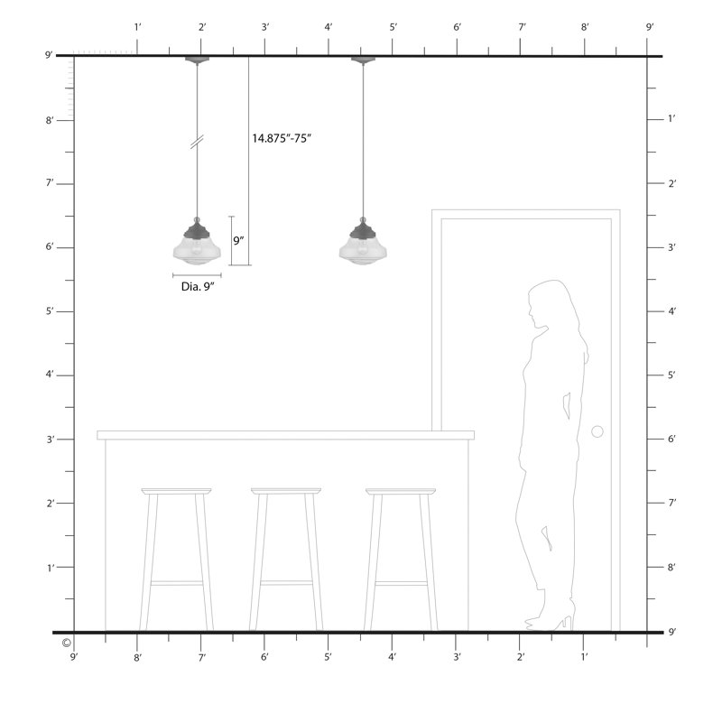 Leore 1 - Light Pendant, Black/Brushed Nickel