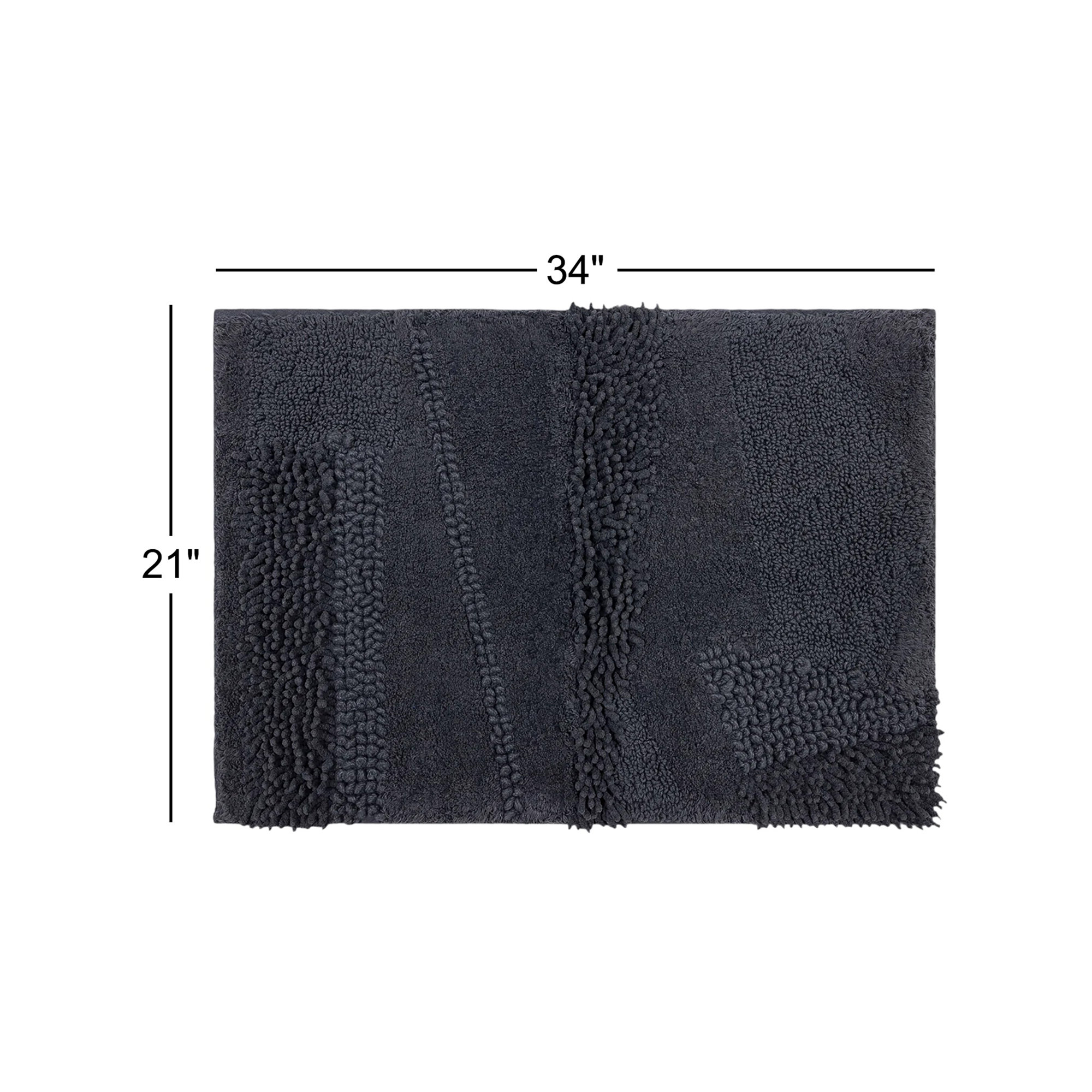 Laverne Solid Cotton Bath Rug, 21" W x 34" L, Charcoal