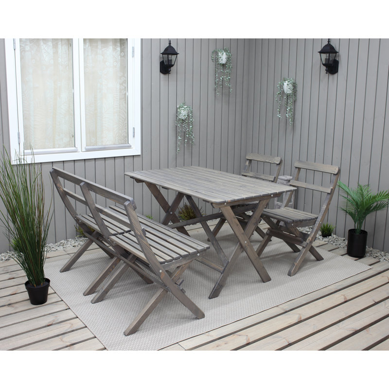 Delia 4 - Person Wood Patio Dining Set with Rectangular Table, Ash Grey
