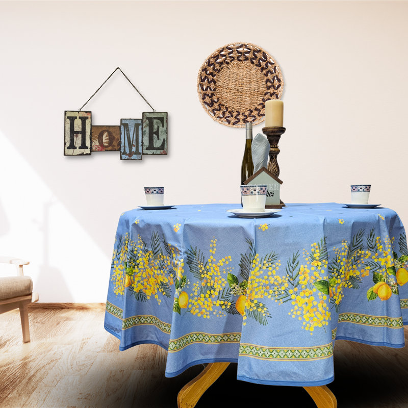Nappe essuyable, résistante aux taches et enduite d'acrylique, Bleu