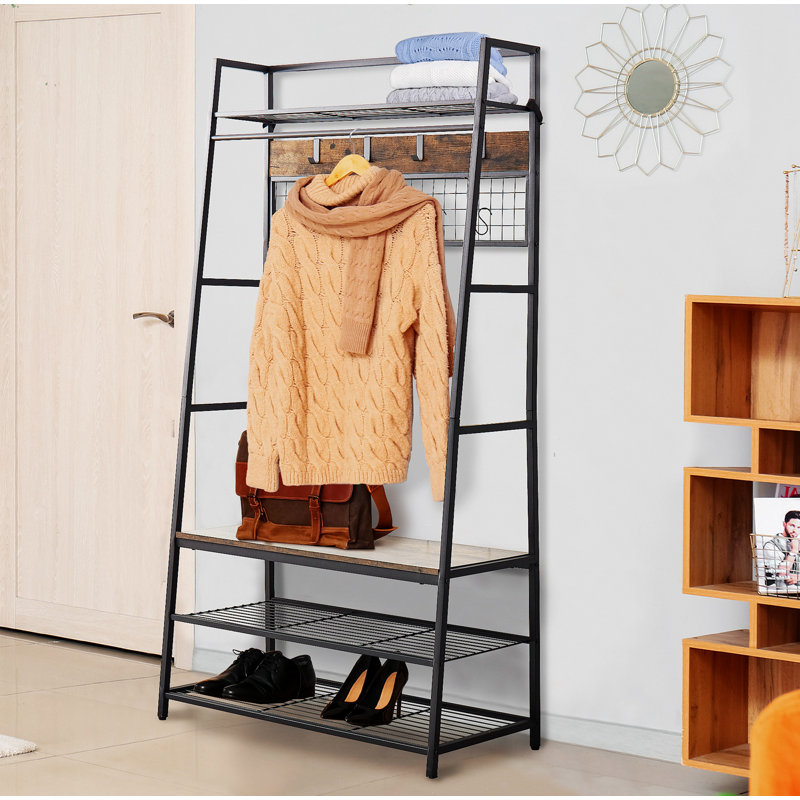 6 Pair Solid Wood Shoe Rack