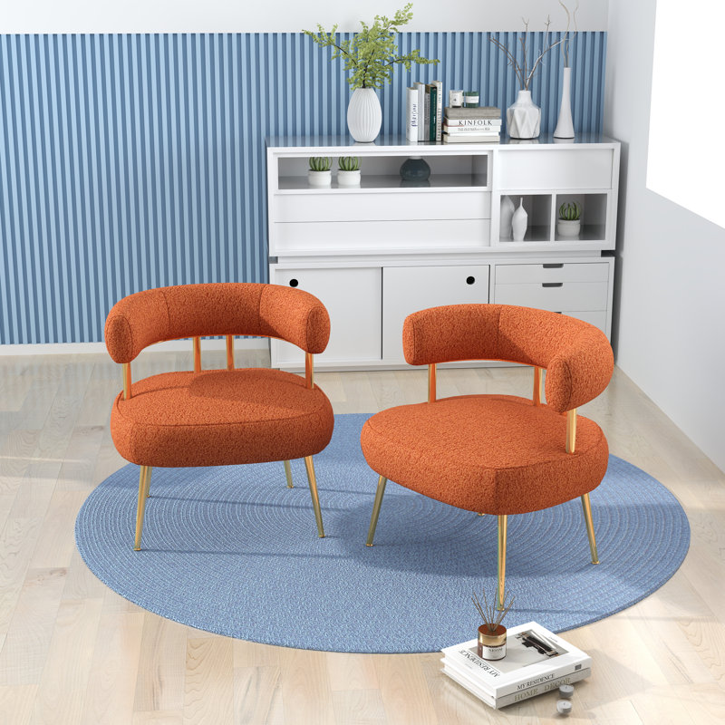 Upholstered Barrel Chair, Orange