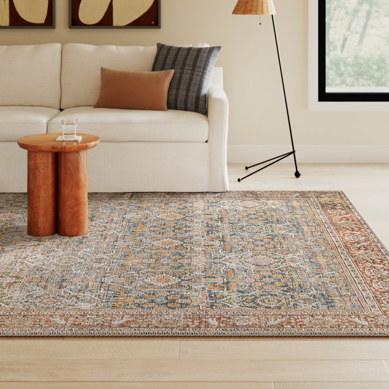 Pratt Oriental Area Rug in Ocean/Rust, Rectangle 7'6" x 9'6"