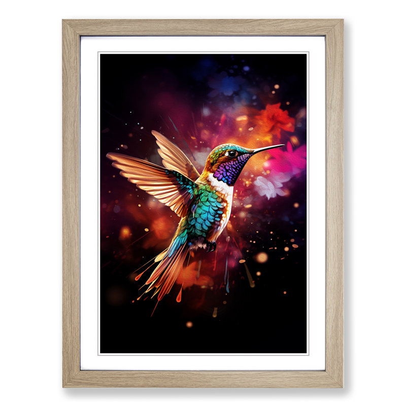 Hummingbird Digital Framed Print, Oak Framed, 64cm H x 46cm W x 2cm D