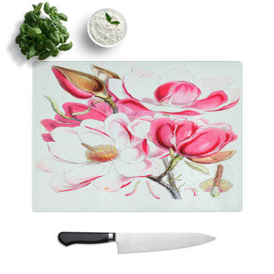 Glass Himalayan Magnolia Flowers by W. H. Fitch Chopping Board