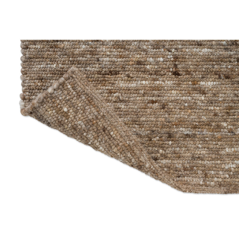Sober Hand Woven Wool Area Rug, Soft Brown, Rectangle 6'7 x 9'2