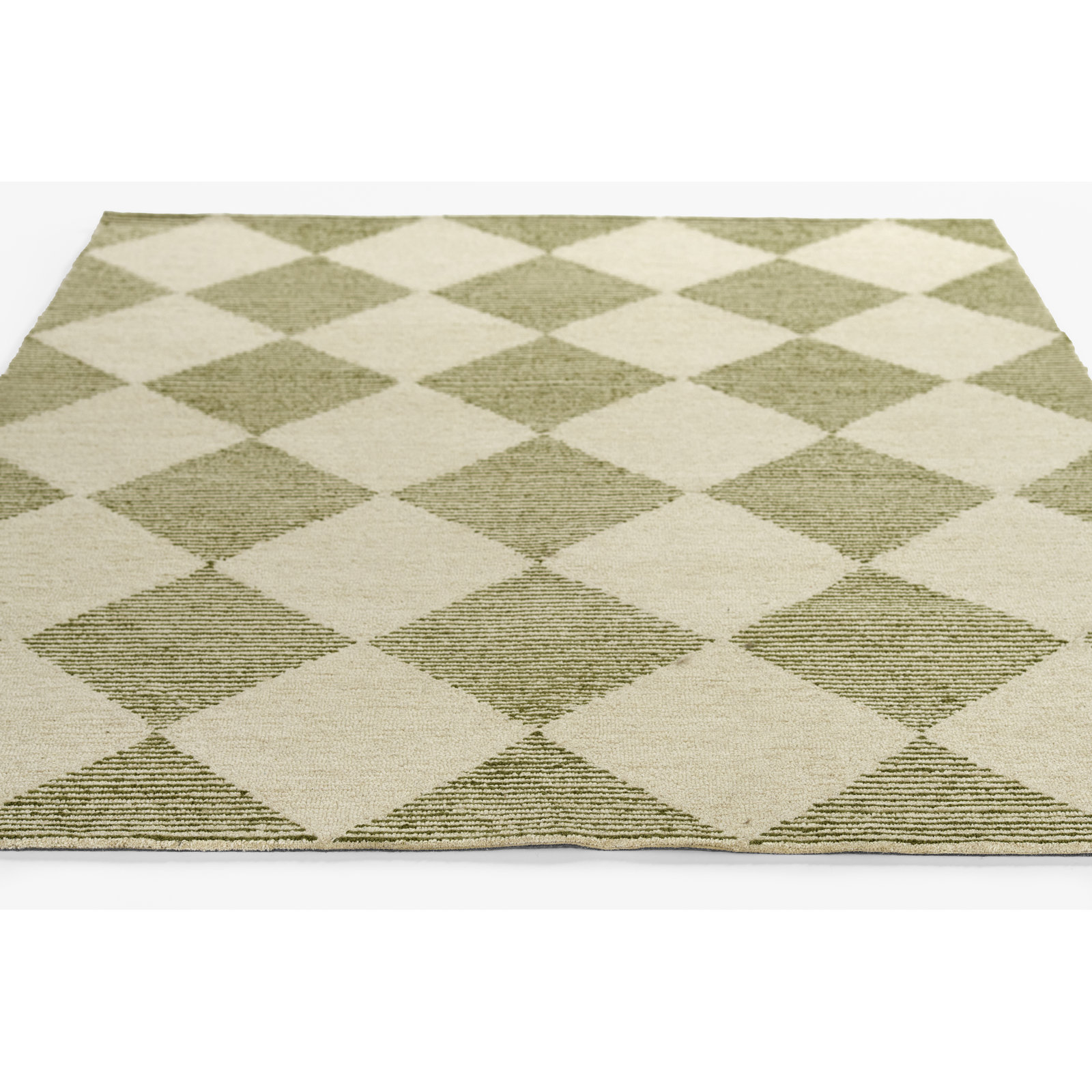 Pepperdine Hand Tufted Wool Geometric Green Area Rug 5' X 8', 2'3" X 8' Runner