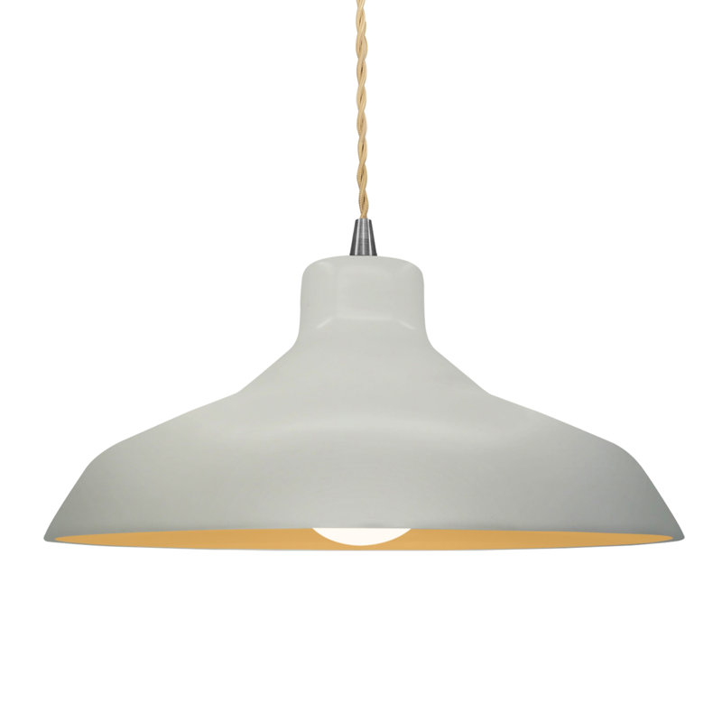 Luminaire suspendu en forme de dôme à 1 lumière Fallon, H 7,5 po x l 15,5 po x P 15,5 po, Blanc mat / or champagne