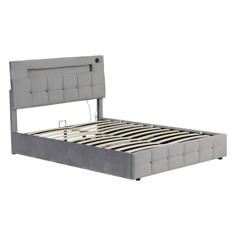 Daysan Upholstered Ottoman Storage Bed, Grey