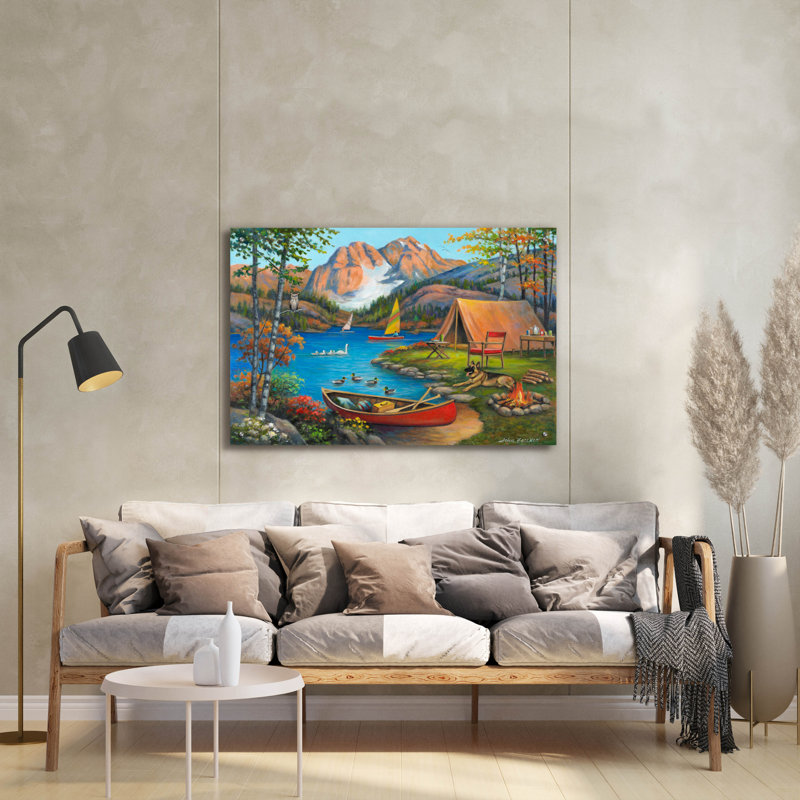 «Pittoresque camping» par John Zaccheo, art mural en verre acrylique, H 24 po x l 36 po x P 0,2 po