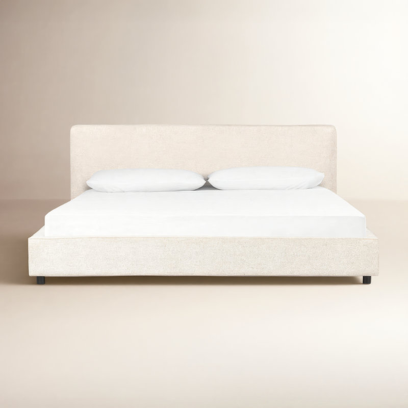 Jerri Upholstered Platform Bed, King, Plushtone Linen