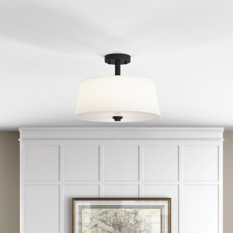 Plafonnier semi-encastré 2 lumières 15 po Bomberger, Noir mat