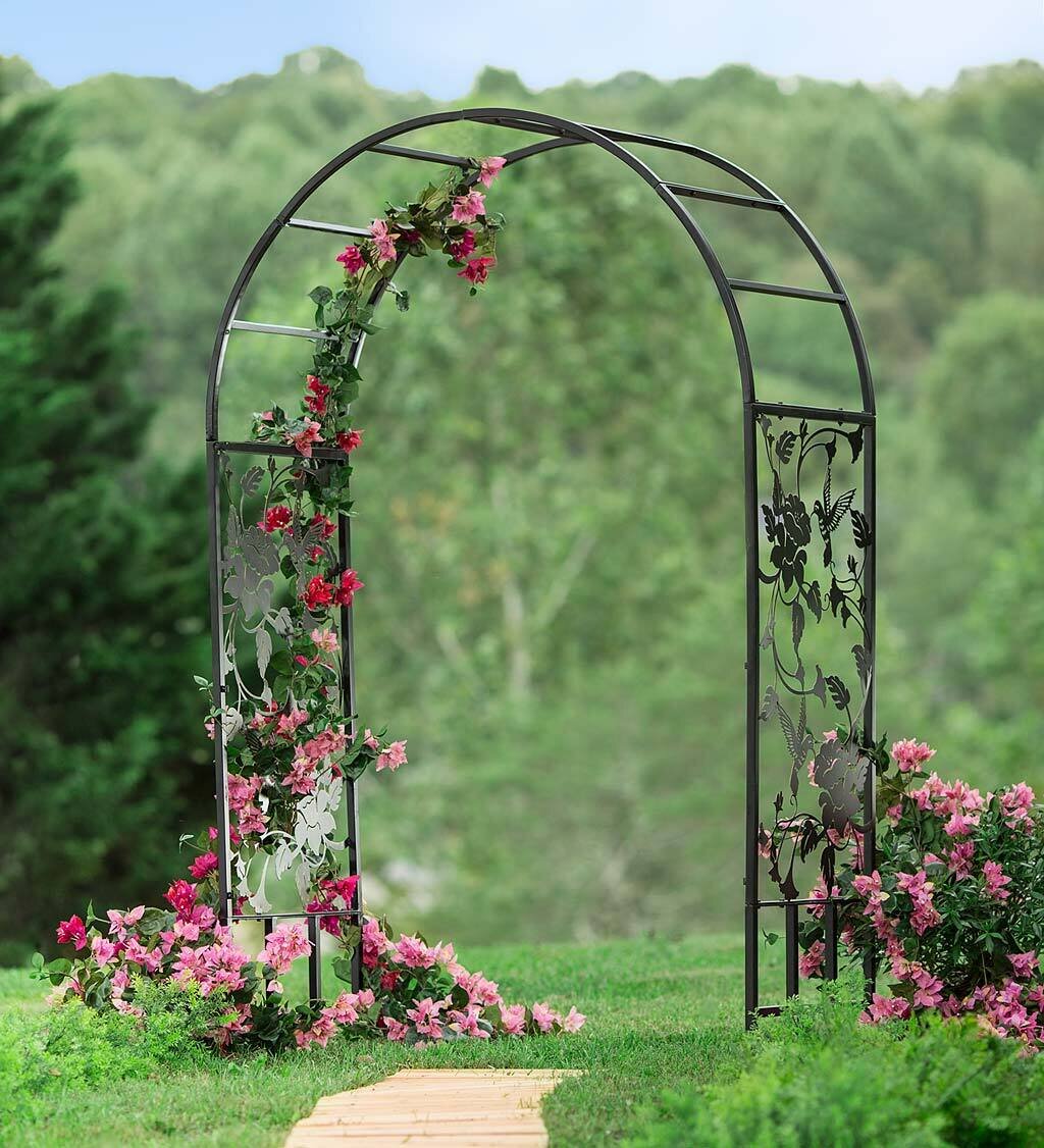 Plow & Hearth Metal Arched Hummingbird Garden Arbor & Reviews | Wayfair