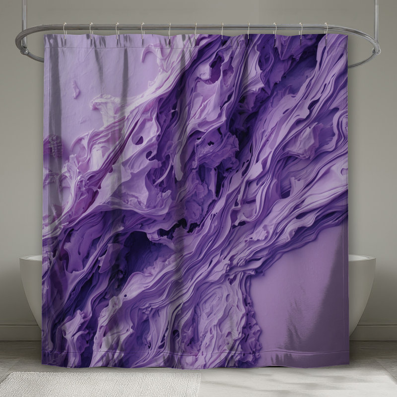 Rideaux de douche mauve à texture abstraite très longs, L 70 po x H 84 po