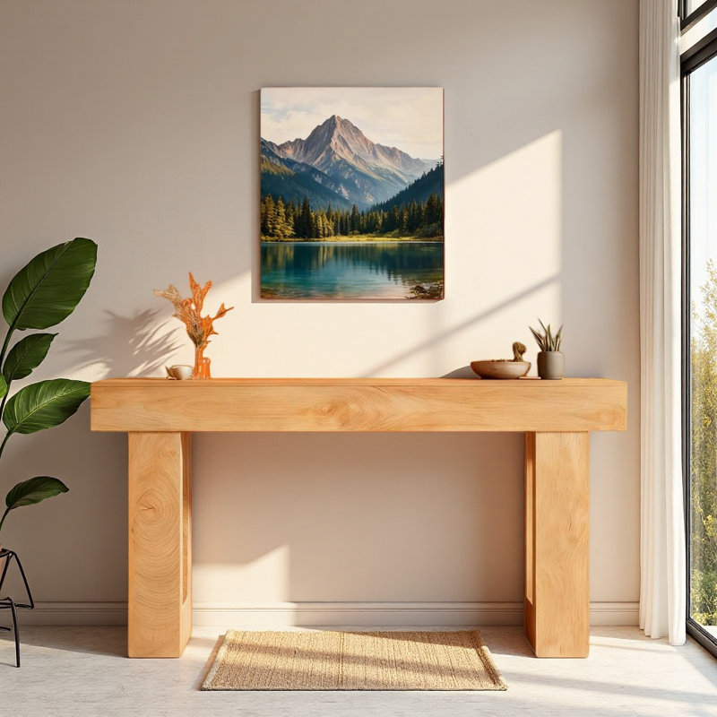 Wooden Console Table, Sofa Side Table, Living Room Table Rectangular Sofa Table Behind The Couch, Natural