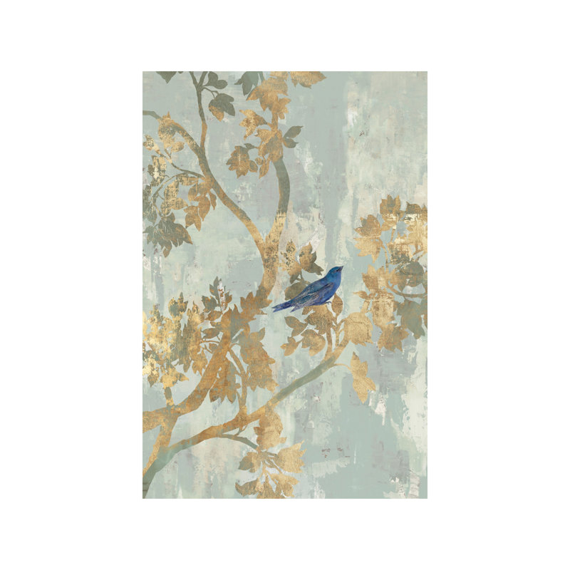 Blue Bird by Asia Jensen - Painting on Canvas, 20.32 cm H x 30.48 cm W, Wrapped Canvas