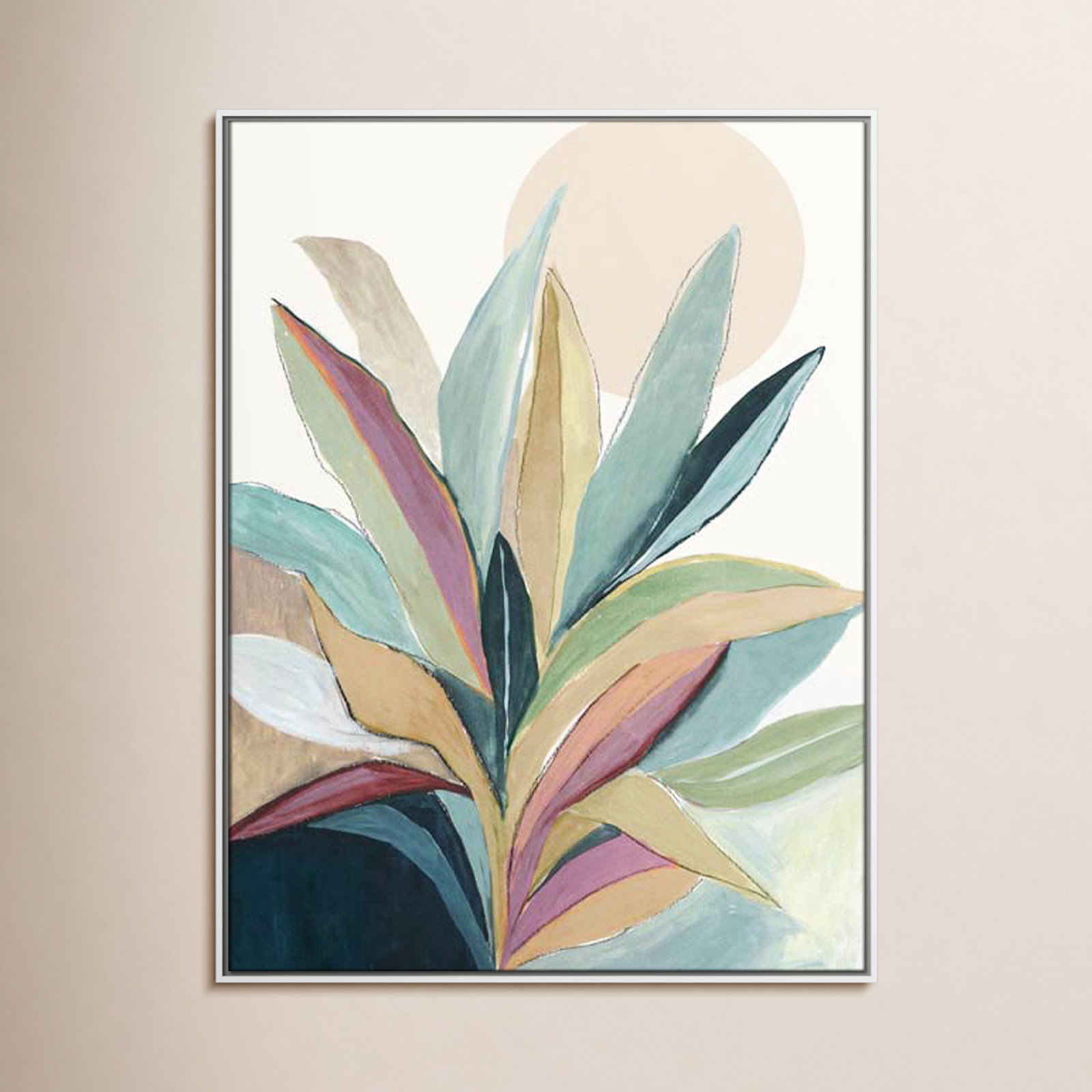 Byer "Sunny Bright Leaves I" Print by Asia Jensen, No Mat, White Floater Framed, 41.5" H x 31.5" W x 2" D