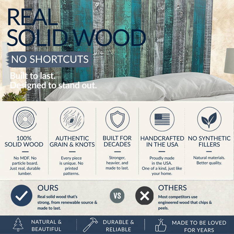 Davel Solid Wood Headboard, Queen, Copper Mix