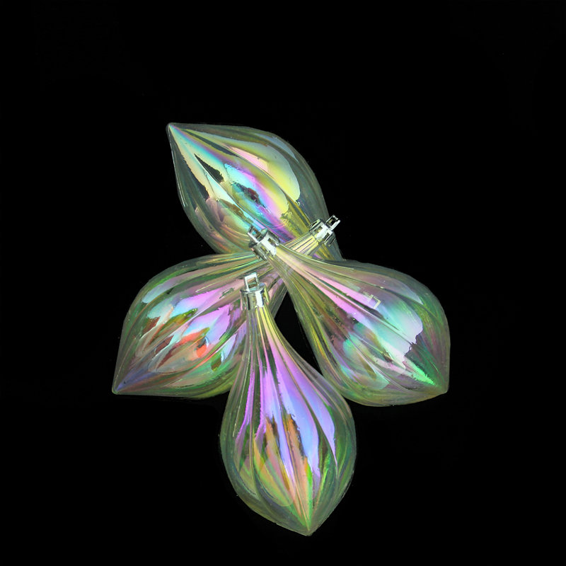 Ornements de faîteau de Noël transparents incassables, Transparent irisé