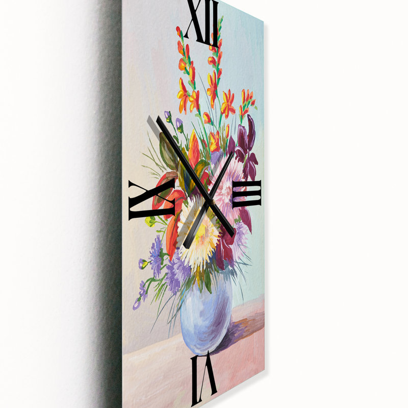 Nature morte avec des asters sur des fleurs blanches dans un vase - Horloge murale traditionnelle, Petit