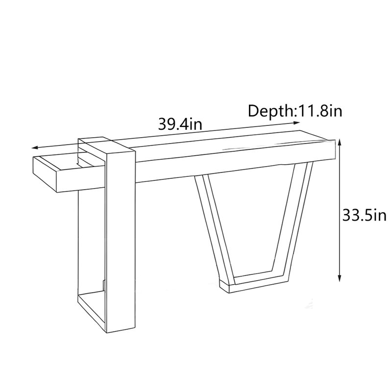 Simple Modern Solid Wood Console Table, 33.5" H x 39.4" W x 11.8" D