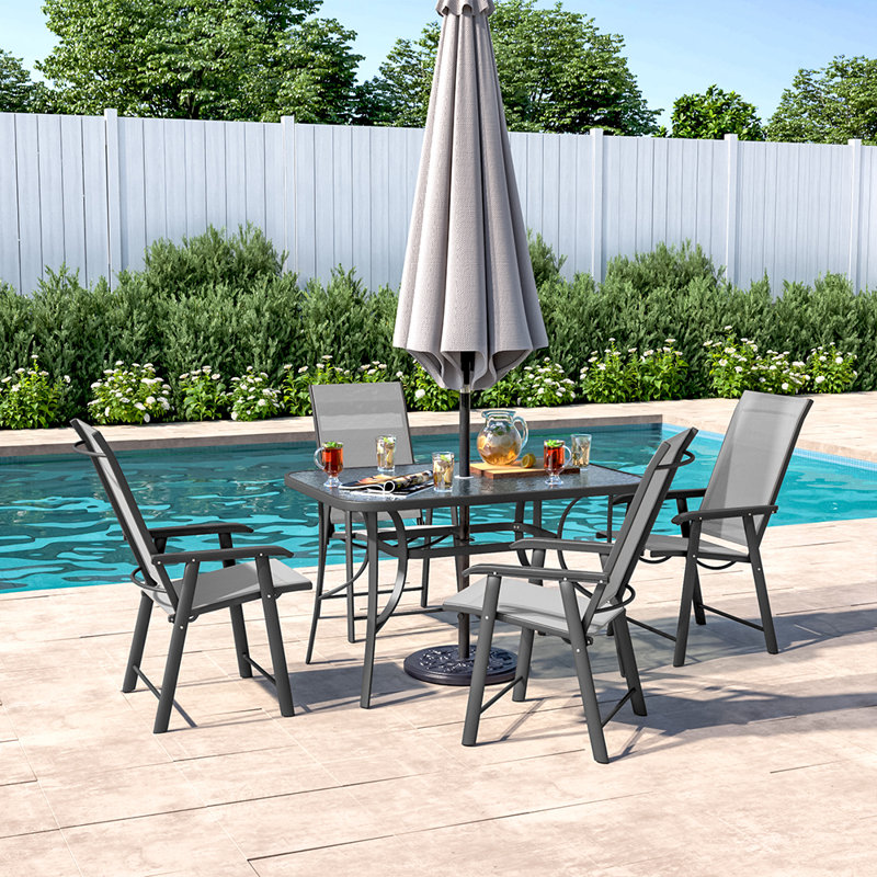 Grace-Leigh Square Table Set, 72cm H x 80cm W x 120cm L, Yes, Brown/Beige
