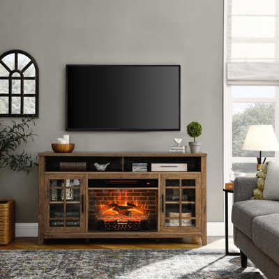 55 Inch Tv Stand With Electric Fireplace Insert. Construction. 1500W Heat. Flame Effect 4 Settings. Overheat Protection 55" Fireplace. Reclaimed Style. 5000 'S Protection. Realistic Display.