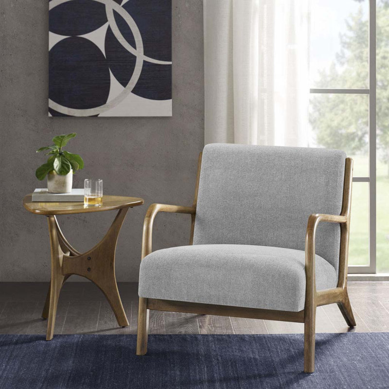 Chaise rembourrée en polyester avec 4 pieds, Polyester gris